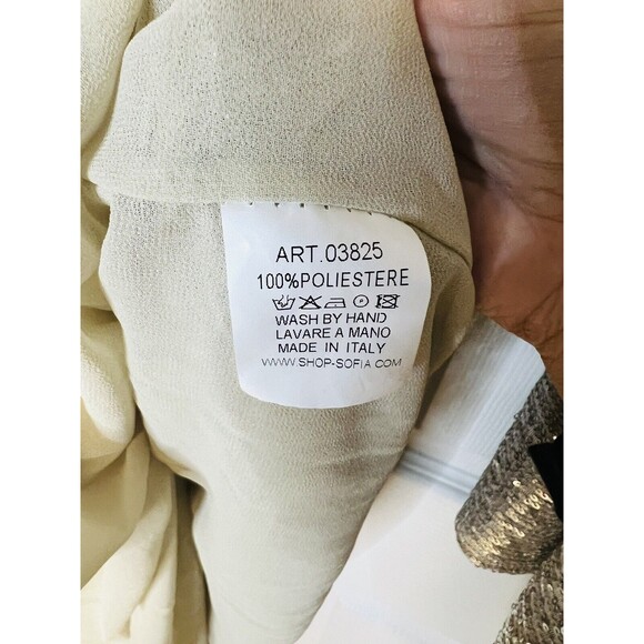 Sofia Lux Champagne Sequin Dress OS One Size Fits 4-14 Made In Italy Retail $195 - Picture 11 of 12